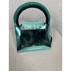 ON 34TH Women's Faux Fur Earmuffs GreenOne Size Cute & Cozy Gift Box NWT's